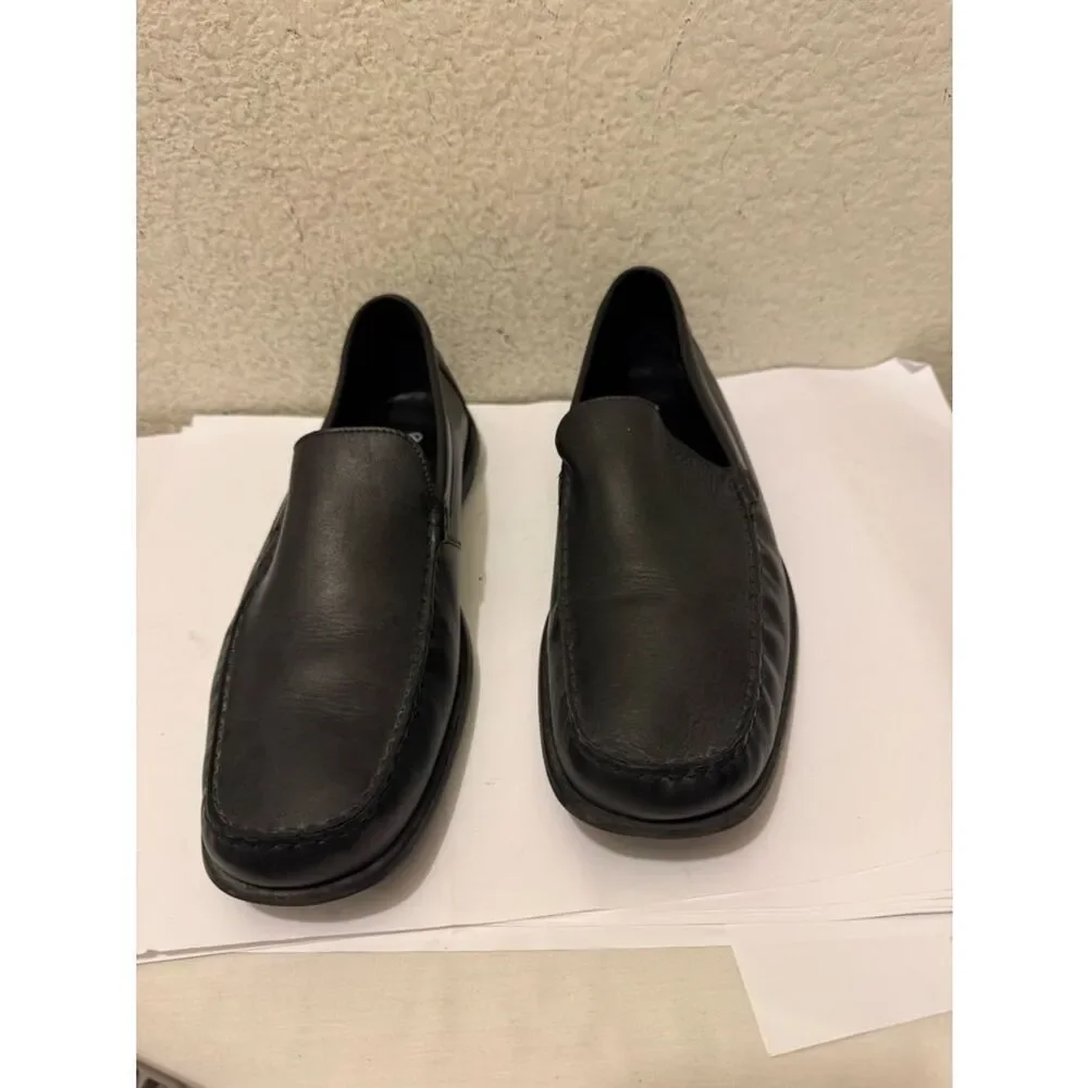 Ecco Men's Black Leather Slip-On Loafers extra wide size 47